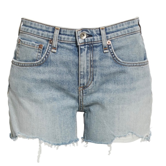 Rag & Bone Stella Dre High Waisted Light Wash Cut Off Denim Jean Shorts Size 32 - Picture 5 of 15